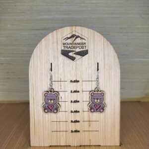 Cute Bear Heart Dangle Earrings – Unique, Handcrafted and Hand Painted Gift