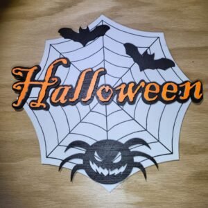 Halloween Door Hanger – Spooky Bats & Spider Web Décor (15x15")