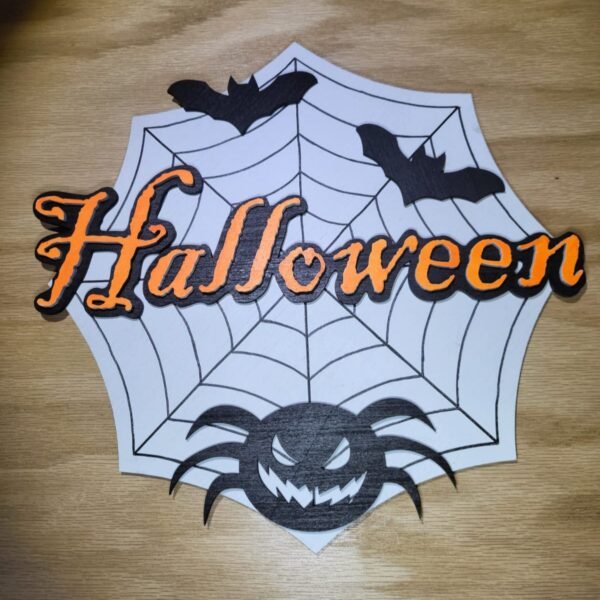 Halloween Door Hanger – Spooky Bats & Spider Web Décor (15x15")