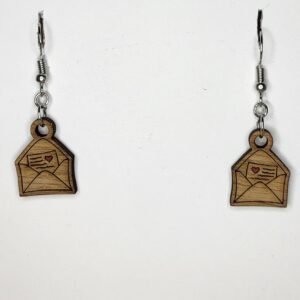 Open Love Letter with Heart Dangle Earrings – Hand-Painted Wooden Jewelry