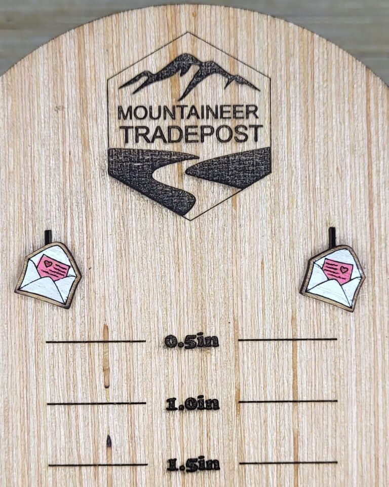 Open Love Letter with Heart Stud Earrings – Hand-Painted Wooden Jewelry