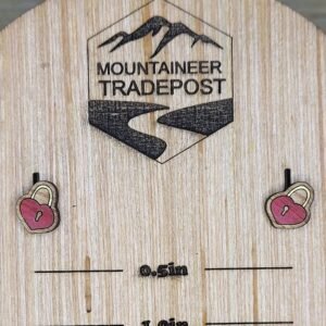 Heart-Shaped Red Padlock Stud Earrings with Gold Trim – Hand-Painted Jewelry