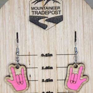 Hand-Painted ASL I Love You Dangle Earrings – Engraved Wooden Jewelry