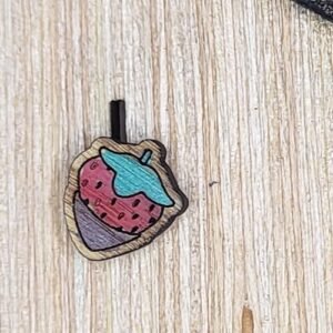 Hand-Painted Candy Dipped Strawberry Stud Earrings – Unique Wooden Jewelry