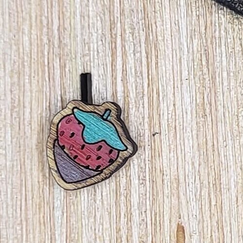 Hand-Painted Candy Dipped Strawberry Stud Earrings – Unique Wooden Jewelry