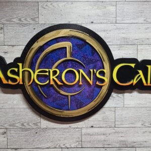 Intricate Hand-Painted Asheron's Call Custom Sign – Logo Portal Swirl Gaming Decor