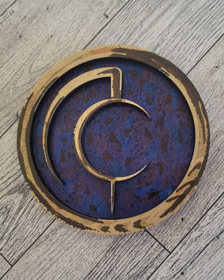 Asheron's Call Portal Swirl Drink Coaster – Gaming-Inspired Decor with Wooden AC Detail