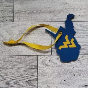 West Virginia University (WVU) State Outline Ornament – School Spirit Decor