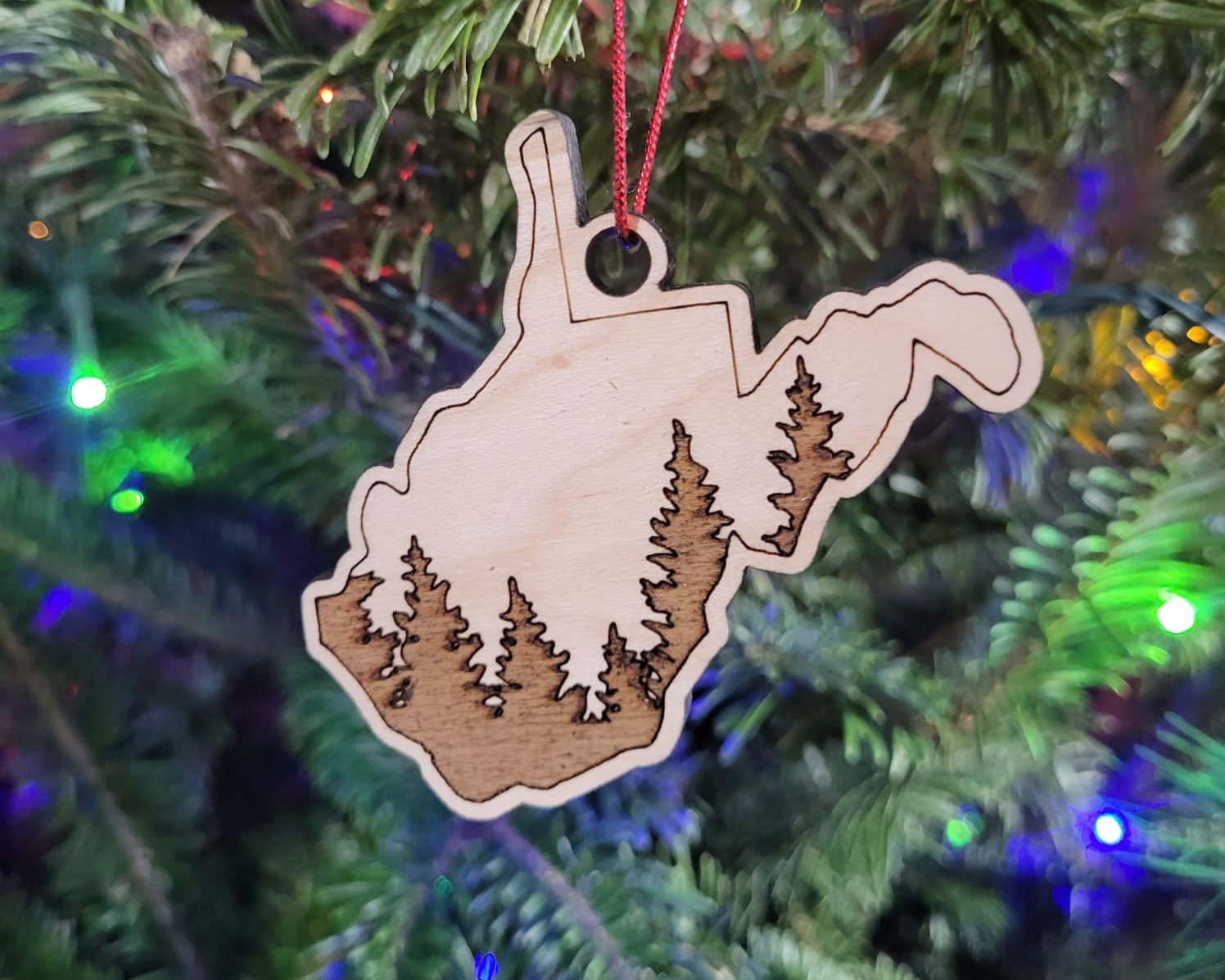 West Virginia State Outline with Trees Ornament - Image 3