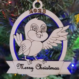 Merry Christmas Bird with year ornament