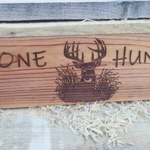 Cedar Wood Gun Rack – Engraved with Deer Design and "GONE HUNT'N"
