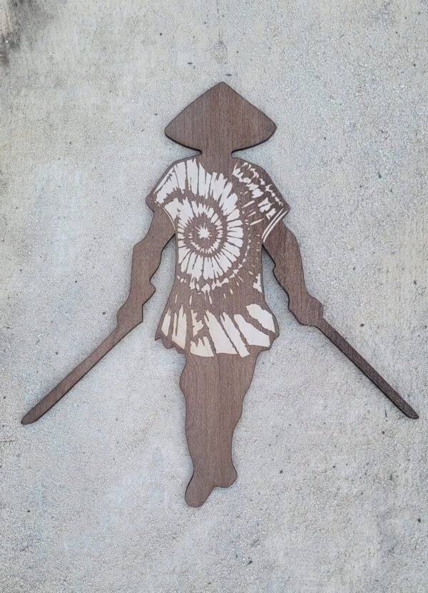 Dynamic Samurai Warrior Wall Art – Bold Silhouette Merging Martial Precision with Tie-Dye Freedom