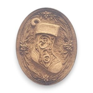 Traditional Stocking with Candy Cane Wood Ornament - Vintage Icons