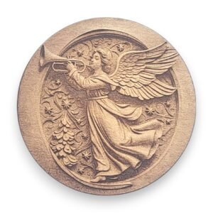 Angel with Trumpet and Christmas Tree Wood Ornament - Vintage Icons
