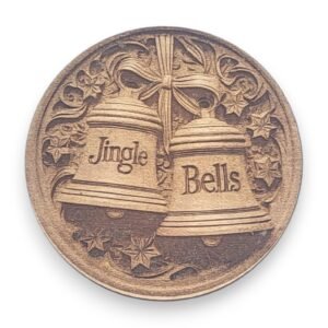Jingle Bells with Ribbon Bow Wood Ornament - Vintage Icons