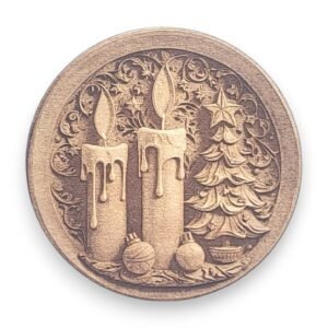 Traditional Christmas Candle and Tree with Star Wood Ornament - Vintage Icons