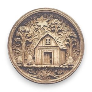 Country Cabin with North Star Wood Ornament