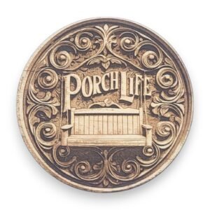 Rustic Porch Life Ornament with Engraved Swing Detail - Country Life Symbols