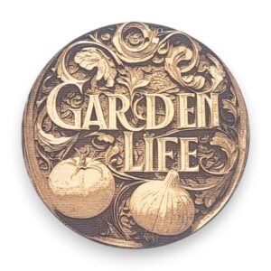 Garden Life Ornament with Tomato, Onion, and Engraved Detail - Country Life Symbols