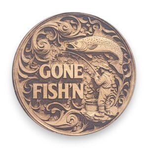 Gone Fish'n Ornament with Fisherman and Beautiful Filigree - Country Life Symbols