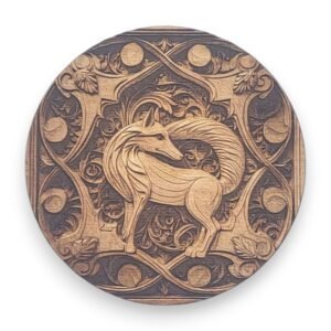 Rustic Fox Wood Ornament with Detailed Engraving - Country Life Symbols