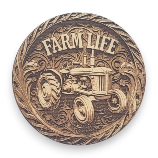 Vintage Tractor - Farm Life Wood Ornament with Engraved Details - Country Life Symbols
