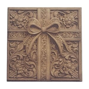 Engraved Present with Ribbon Wood Ornament - Vintage Icons