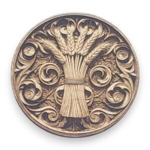 Wheat Bundle Wood Ornament with Detailed Engraving - Country Life Symbols