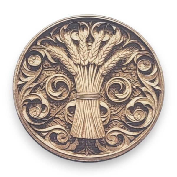 Wheat Bundle Wood Ornament with Detailed Engraving - Country Life Symbols
