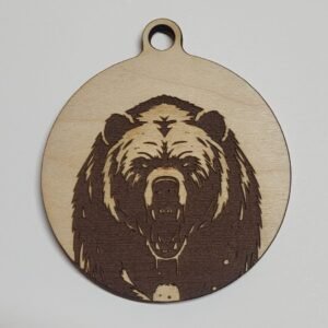 Charging Bear Rustic Wildlife Ornament – Engraved Nature Decor