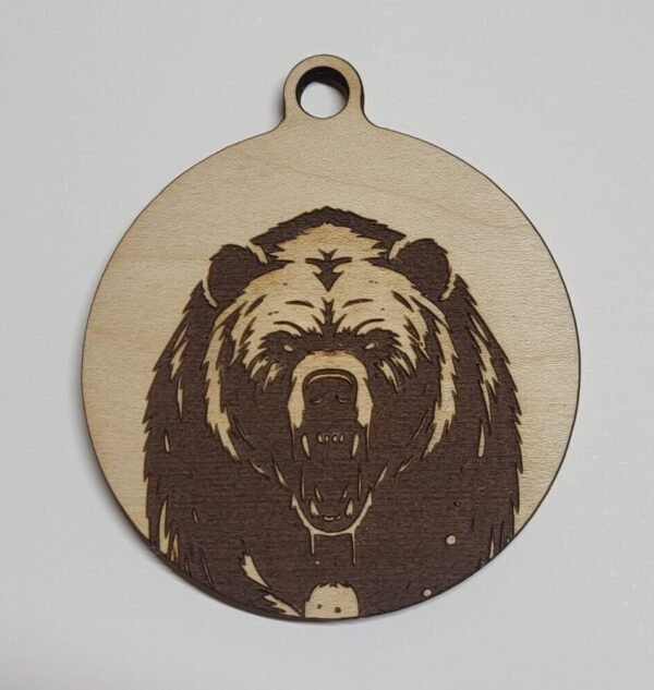 Charging Bear Rustic Wildlife Ornament – Engraved Nature Decor