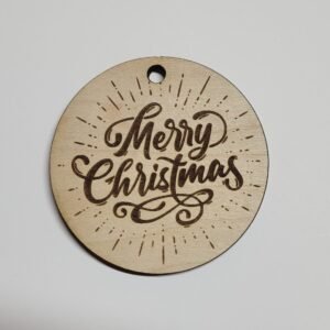 Merry Christmas Intricate Engraved Wooden Christmas Ornament