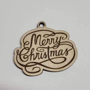 Merry Christmas Whimsical Shape Engraved Wooden Christmas Ornament