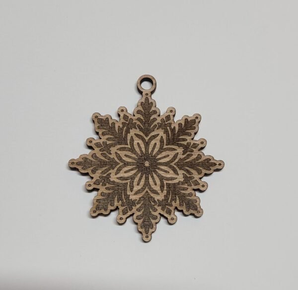 Snowflake Intricate Engraved Wooden Christmas Ornament