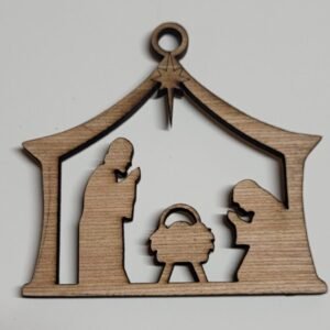 Wooden Nativity Scene Ornament – Rustic Christmas Décor