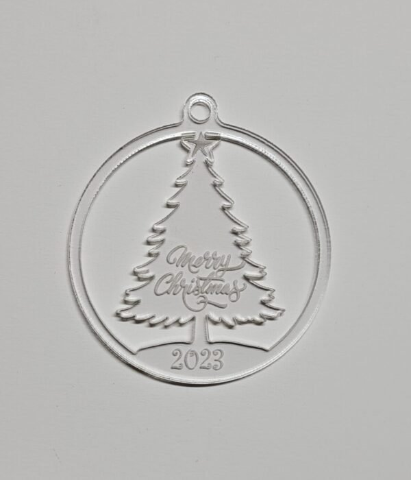 Christmas Tree Merry Christmas with Year Frosted Acrylic Christmas Ornament