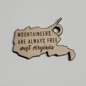 West Virginia State Outline Keychain – Engraved Mountaineer Saying