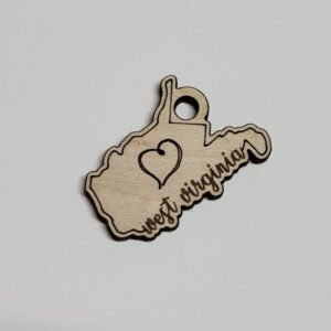West Virginia Outline Keychain - Engraved Heart, My Heart Design
