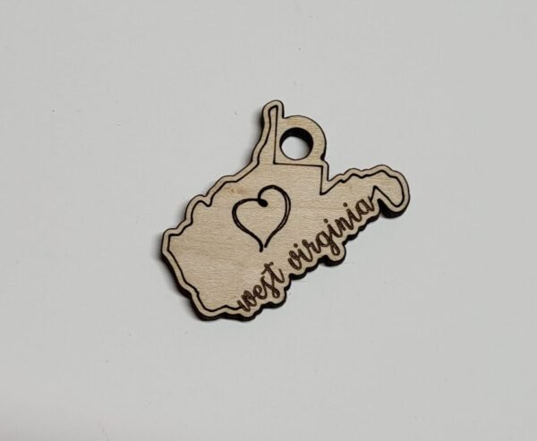 West Virginia Outline Keychain - Engraved Heart, My Heart Design
