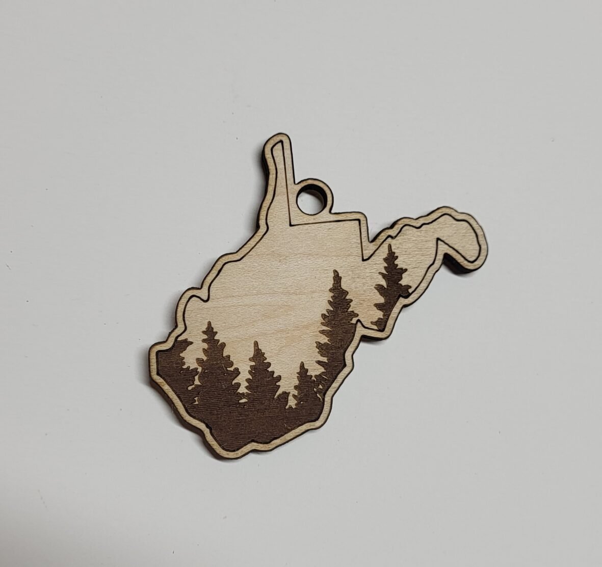 West Virginia State Outline with Trees Ornament