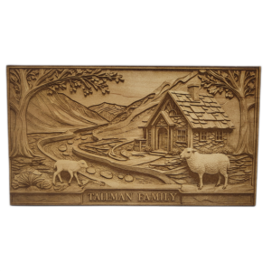 Custom Family Sheep Plaque – Personalized Rustic Farm Scene with Family Name
